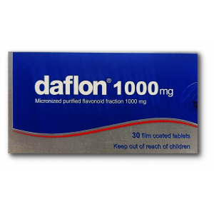 DAFLON 1000 MG MICRONIZED PURIFIED FLAVONOID FRACTION ( DIOSMIN 900MG + HESPERIDIN 100MG ) 30 FILM-COATED TABLETS